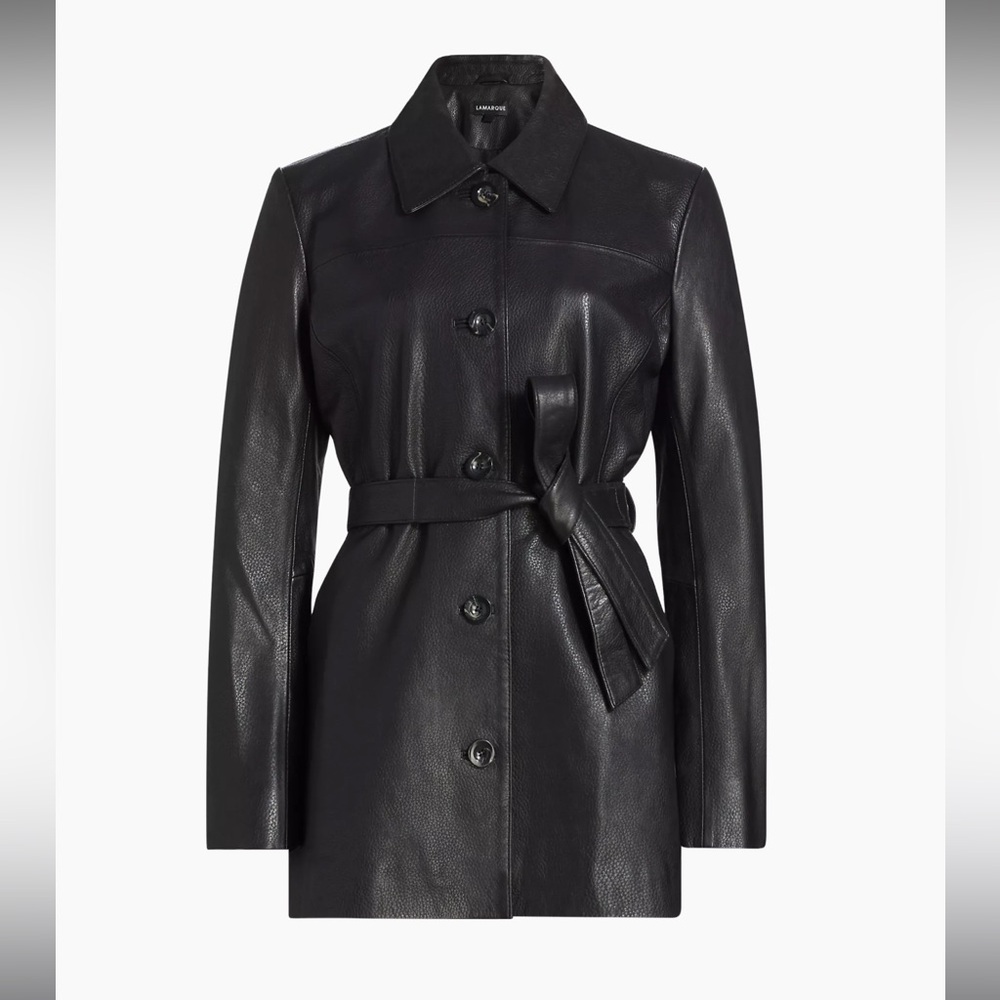 Lamarque ‘Marlowe’ Belted Leather Jacket